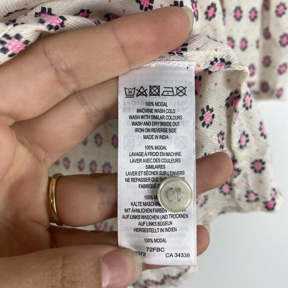 French Connection Womens Blouse Size 2 Modal Bell Sleeve Geometric Polka Dot Top - Picture 3 of 10